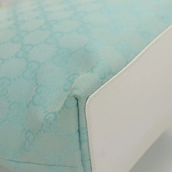 GUCCI GG Canvas Tote Bag Light Blue Gold 002 1099 Auth BA1517 - Picture 4 of 16